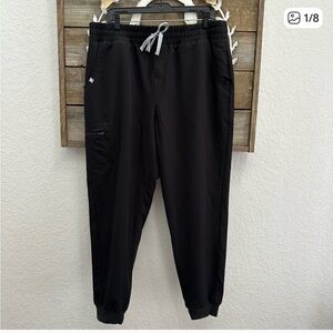 Figs Zamora Technical black jogger scrub pants pull on elastic waist size XL